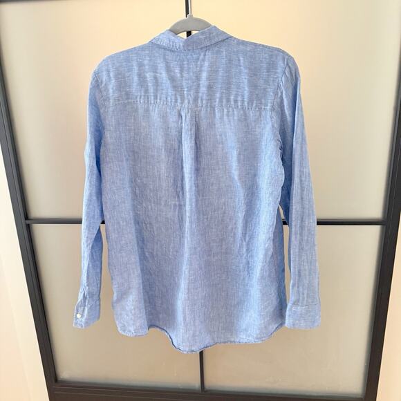 Gap Boyfriend Oversized 100% Linen Blouse Top Women’s Small Blue - Picture 7 of 15